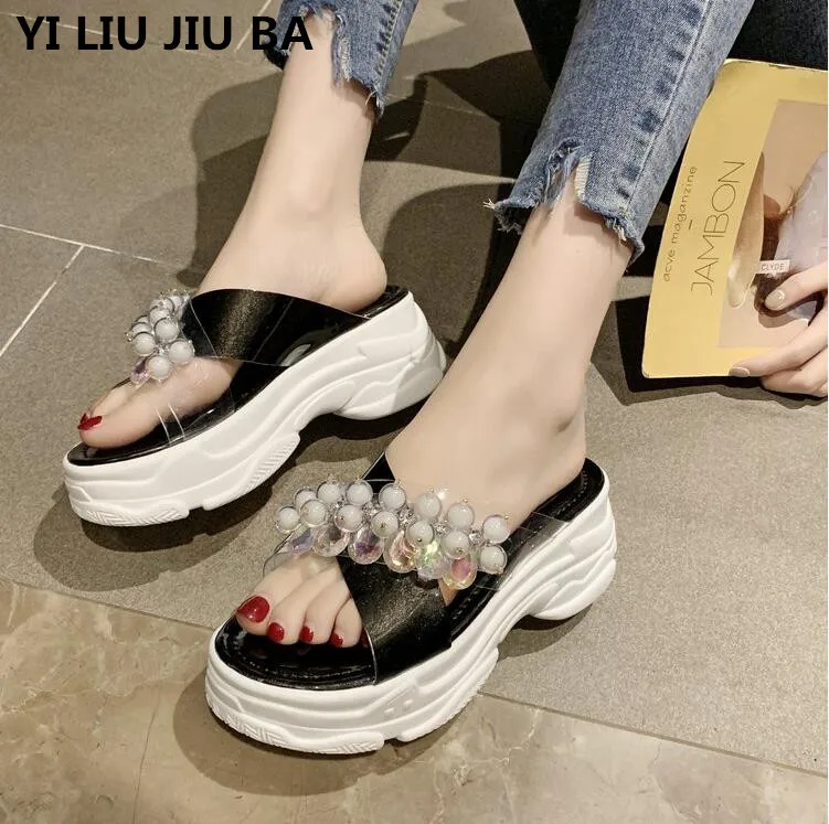

new Summer sandals Women slippers Open toe Platform Casual Beading shoes women Outdoor Beach flip flops women shoes zapatos *173