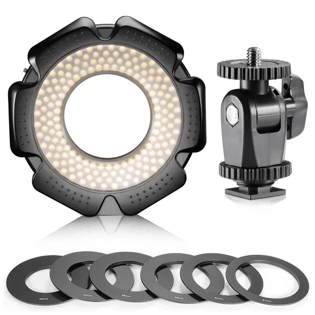 Neewer R 160 160 Pieces 5600K 10W Mini LED Macro Ring Light 6 Adapter