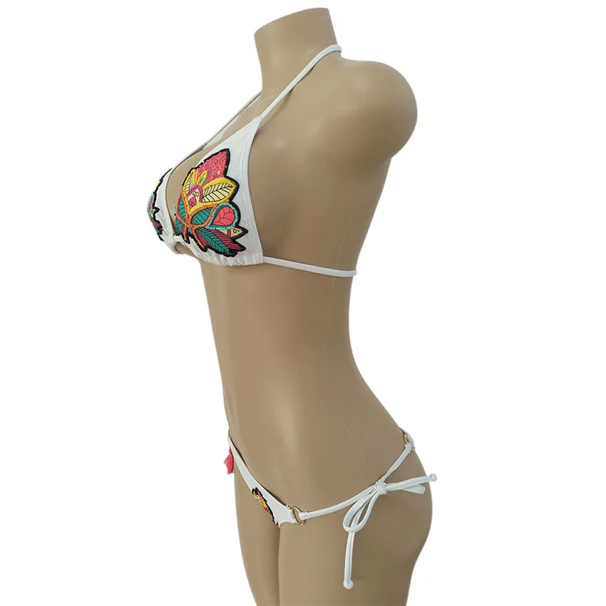 Milankerr 2018 New Bikini Women Sequins Embroidery Swimming Two pieces Suit Sexy Bandage Swimsuits with Tassels Brazilian Biquini (10)