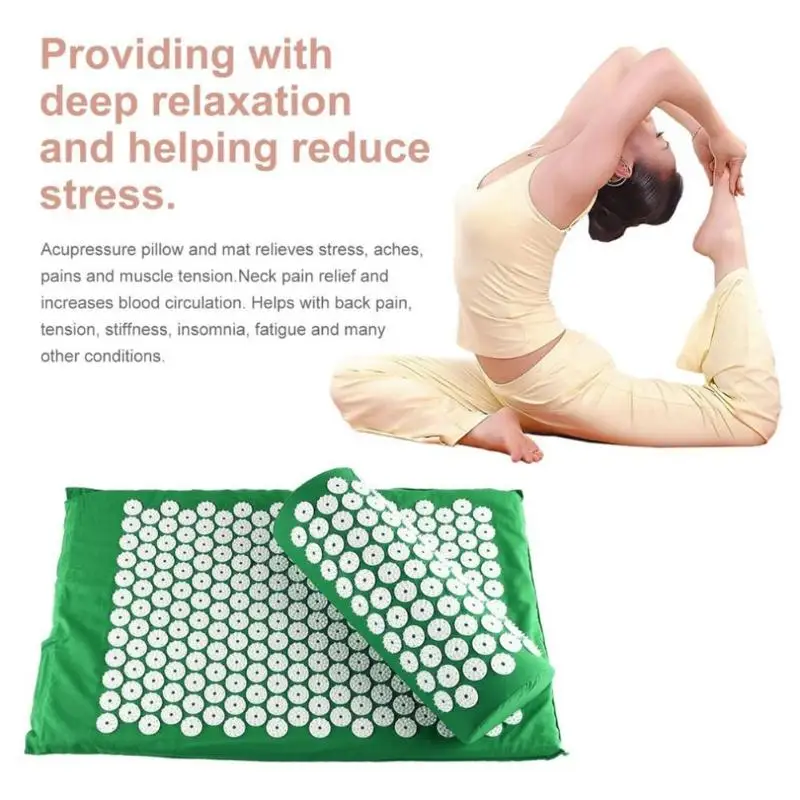 Тип Коврик для йоги подушка для массажа Коврик для йоги Акупрессура снимает стресс боль в спине и теле Спайк акупунктурный массаж