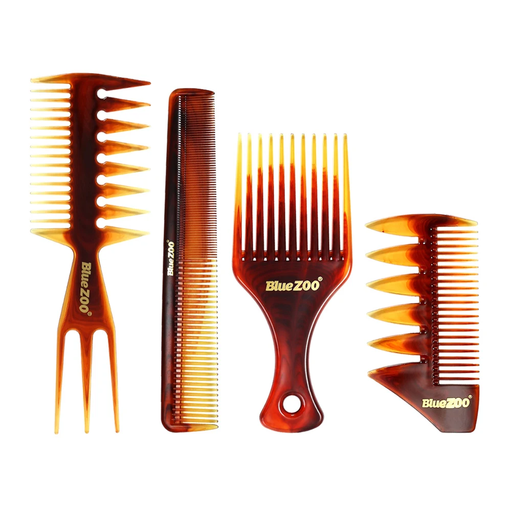 

4pc Vintage Hair Brushes Fork Mens Comb Pro Salon Hair Care Brush Barber Shop Styling Tool Professional Salon Accessory