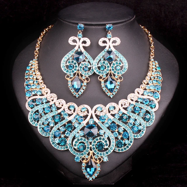 Fashion Bridal Jewelry Sets Wedding Engagement Necklace Earring for ...