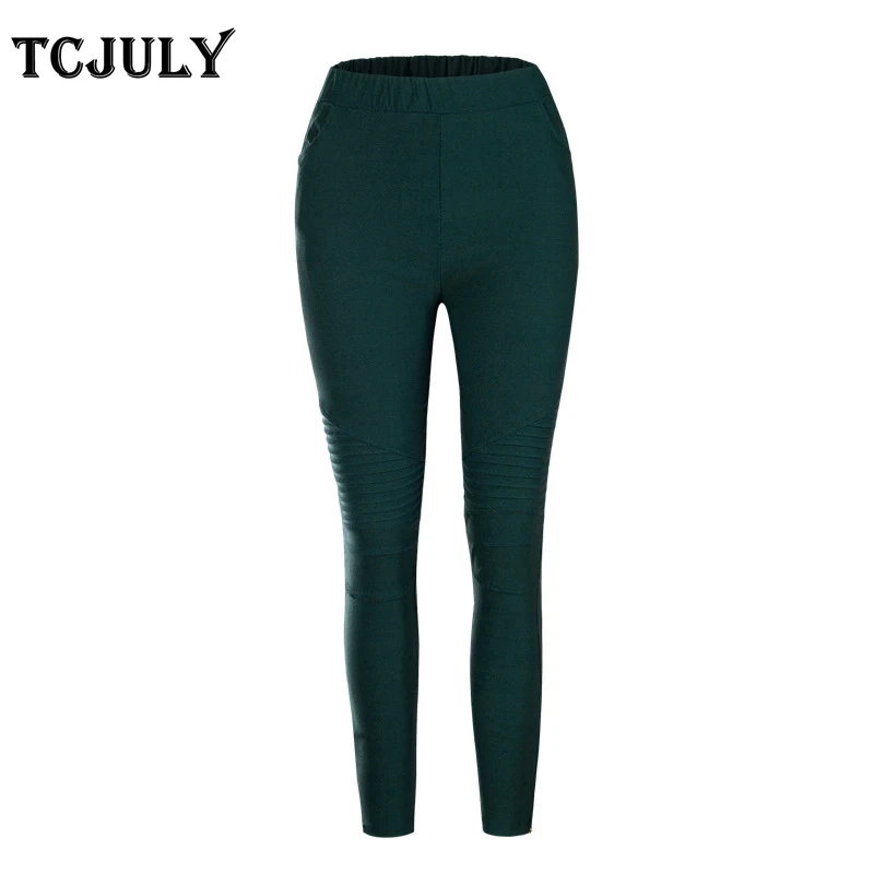 TCJULY модные однотонные обтягивающие узкие брюки-карандаш плиссированные уличные брюки для женщин Стрейчевые брюки размера плюс XS-5XL с эффектом пуш-ап