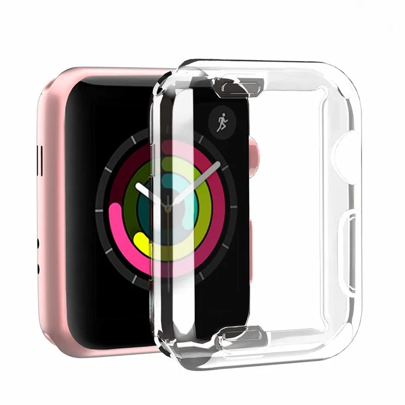 MDNEN 42 мм 38 мм анти-осенний чехол для Apple Watch чехол для Iwatch 1 2 3 4 Мягкий силиконовый чехол 40 мм 44 мм спортивный Чехол - Цвет: Transparent