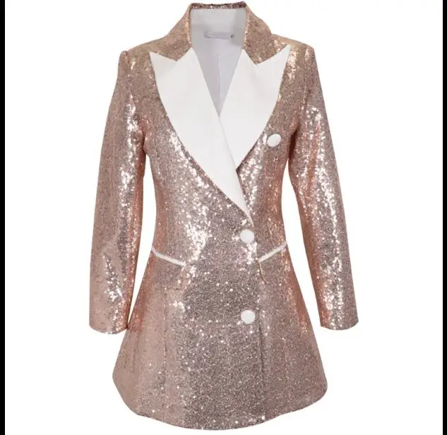 SS18 collection women classic styles peaked lapels Bling Bling Sequins