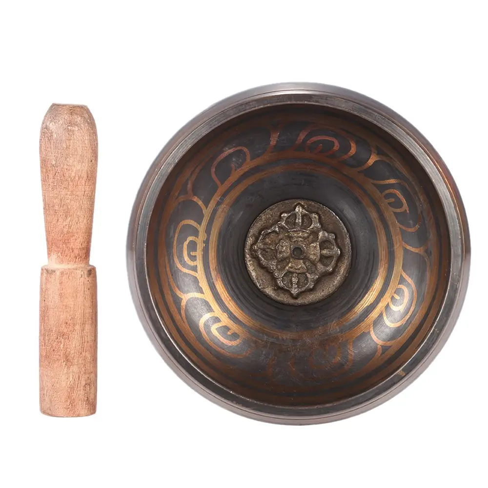 

Exquisite 4.5 inch Handmade Tibetan Bell Metal Singing Bowl with Striker for Buddhism Buddhist Meditation & Healing Relaxation