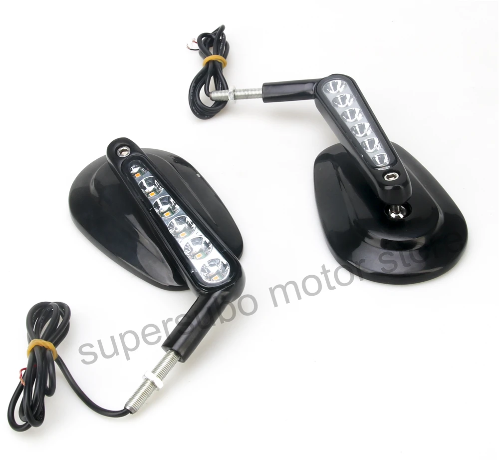 Motorcycle accessories Black Rear View Mirrors LED Front Turn Signals