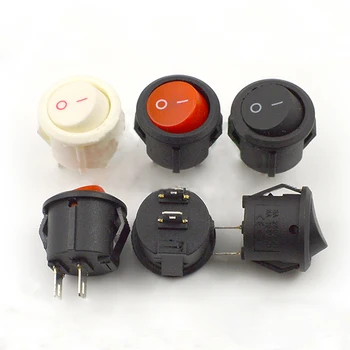 

100pcs Round Push Button Boat Switch KCD1-106S Rocker Switch Two Feet Two Files Table Lamp Power Switch 3A250V Black White Red