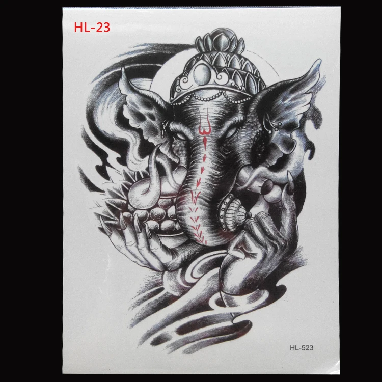 

2017 Time-limited Hot Sale Water Transfer Temporary Tattoo Stickers Waterproof Disposable Body Art Painting Indian Elephant