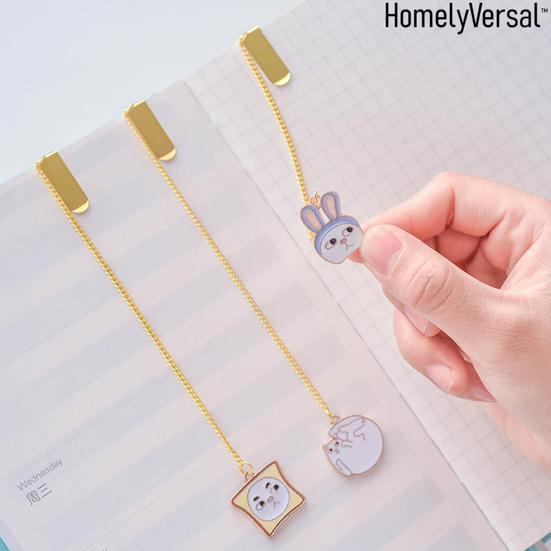 

5 pcs Lovely Cartoon Pendant Metal Chain Bookmarks Novelty Book Creative Reading Item Gift for Kids Children School Stationery