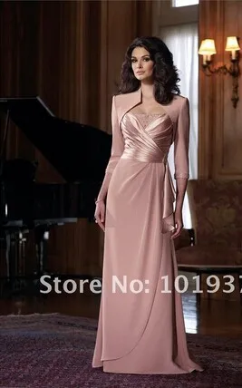 

custom chiffon vestido de madrinha 2014 new fashion gorgeous sexy long Mother of the Bride Dresses with jacket free shipping
