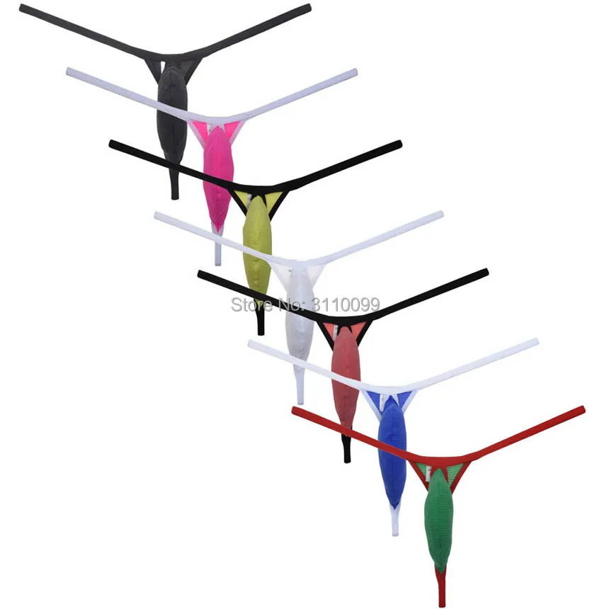 

Men's Ice Silk Invisibility Striped Pouch Thong Mini Underwear Stretch Bikini G-String Jockstrap