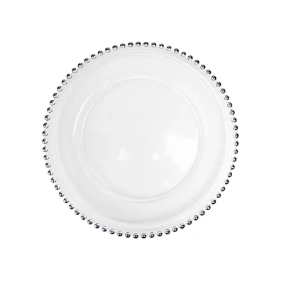 Скандинавские креативные бусины с золотыми краями и серебристыми краями роскошный стиль простой дизайн стеклянная тарелка для стейка основная тарелка 12 дюймов - Цвет: 8inch 21cm silver