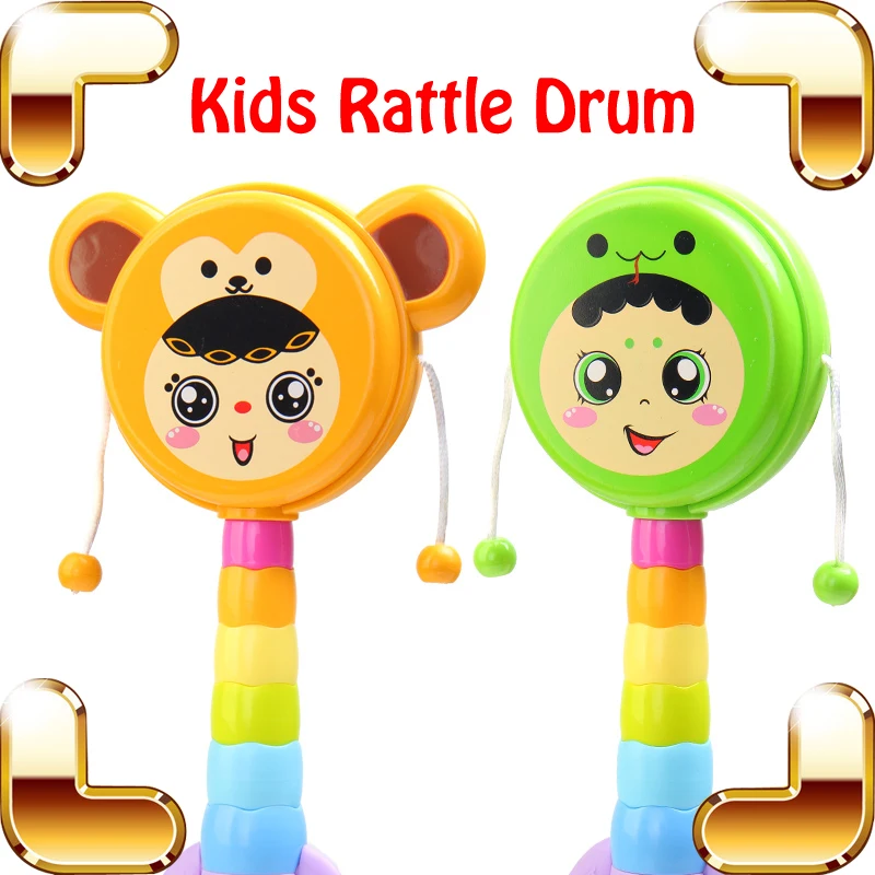 Nouveau Venir Cadeau Bebe Hochet Tambour Musique Jouet Pour Enfants Tambour A Main Croustillant Jeu Education Musicale Jouets Instrument De Percussion Secouant Aliexpress