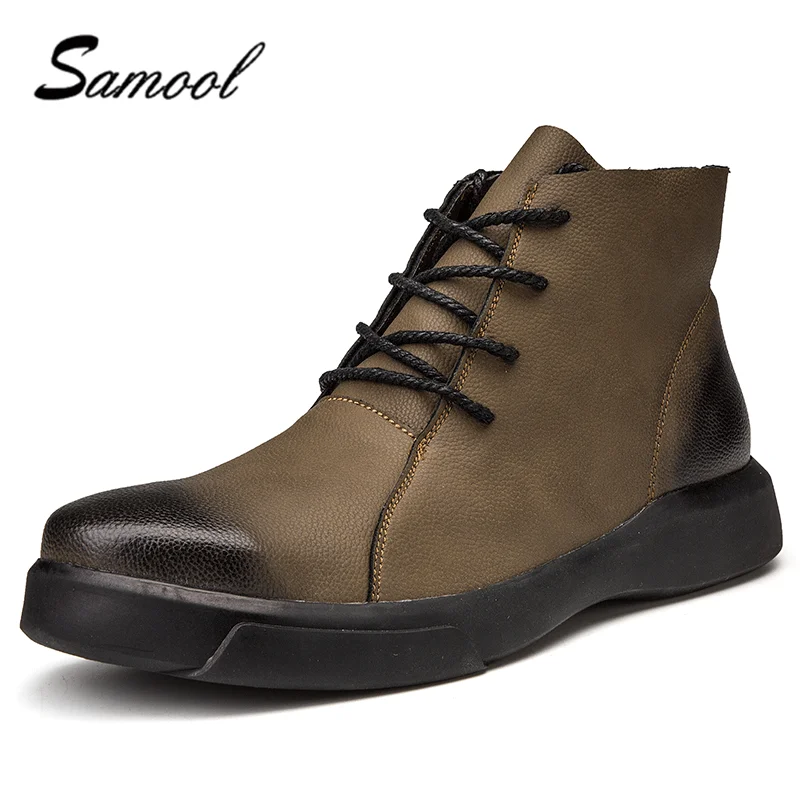 

High Quality Men Boots 2018 Winter Shoes Men Ankle Boots Waterproof Non-slip Warm Fur Flat Men Snow Boots Big Size 38-47 4