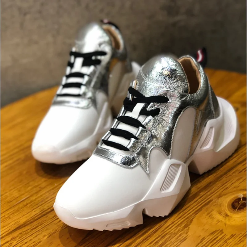 Brand luxury shoes Casual women sneakers spring autumn hot sale Spell color Leather Ladies ...