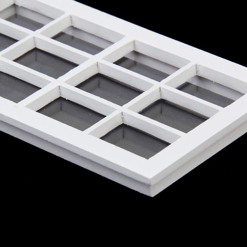 Generic 1/12 Scale Wooden 12 Pane Light Window Frame for Dollhouse Miniature Toys Gifts White