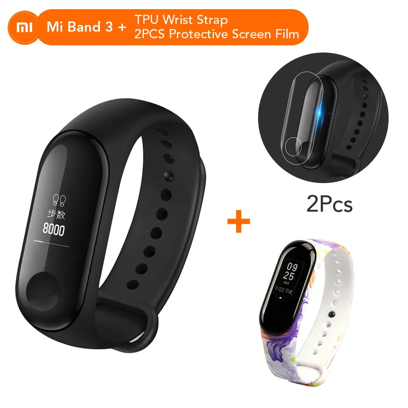 Xiaomi mi-браслет 3 Xio mi пульсометр Bluetooth 4,2 умный спортивный браслет OLED mi band 3 Smartband разноцветные ремни - Цвет: Add NO.4 Strap