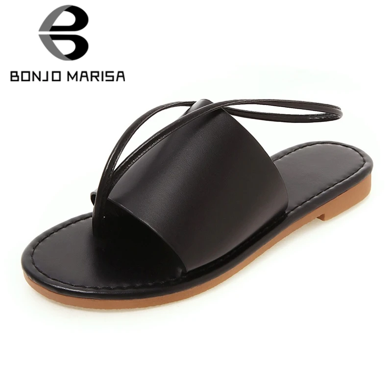 

BONJOMARISA 2019 New Hot Sale Fashion Women flip-flops Plus Size 34-50 Casual Low Heels Slippers Summer Beach Shoes Woman