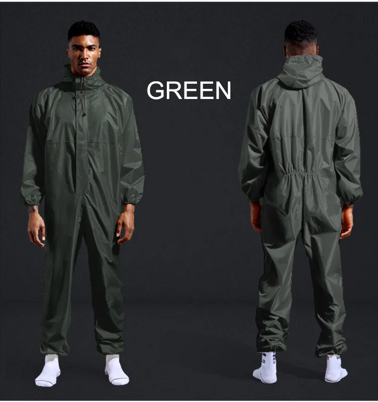 Waterproof Overalls Hooded Rain Coveralls Work Clothing Dust-proof Paint Spray Unisex Raincoat Workwear Safety Suits S-XXXL (7)