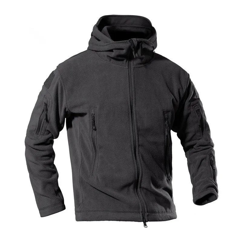 Ветровка, теплая флисовая Военная униформа, Мужская тактическая теплая дышащая куртка с капюшоном, мужская верхняя одежда, армейская уличная одежда - Цвет: Black 1004