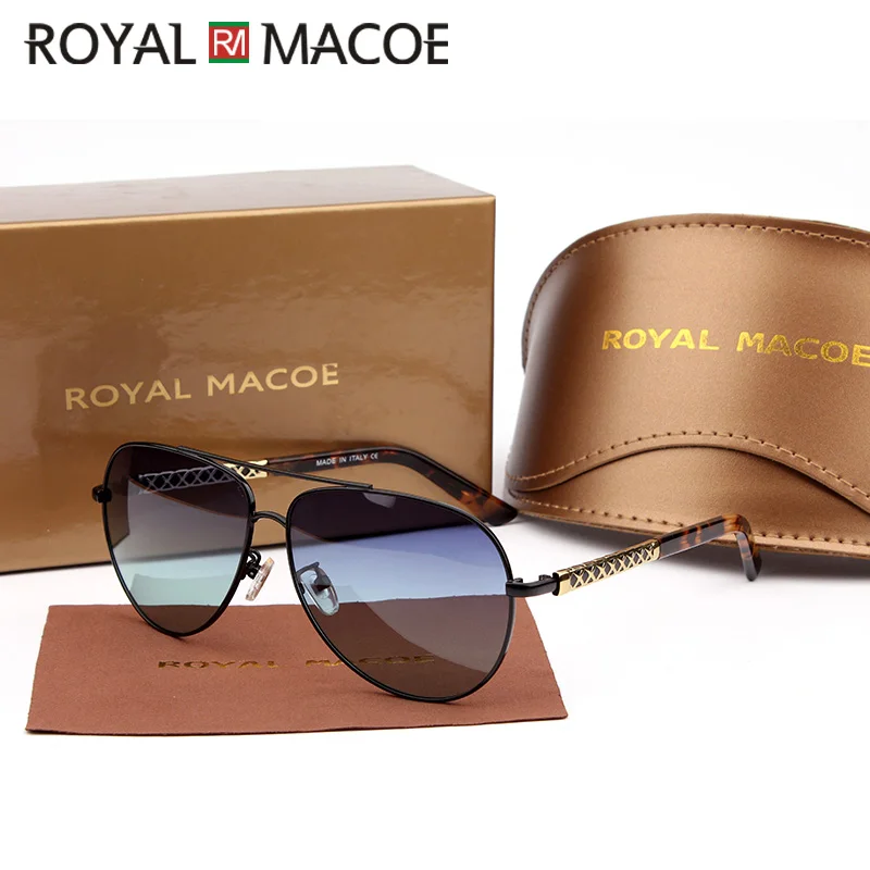 ROYAL MACOE, мужские винтажные Поляризованные солнцезащитные очки UV400, классические брендовые солнцезащитные очки, леопардовые очки для рыбалки, вождения - Цвет линз: C03