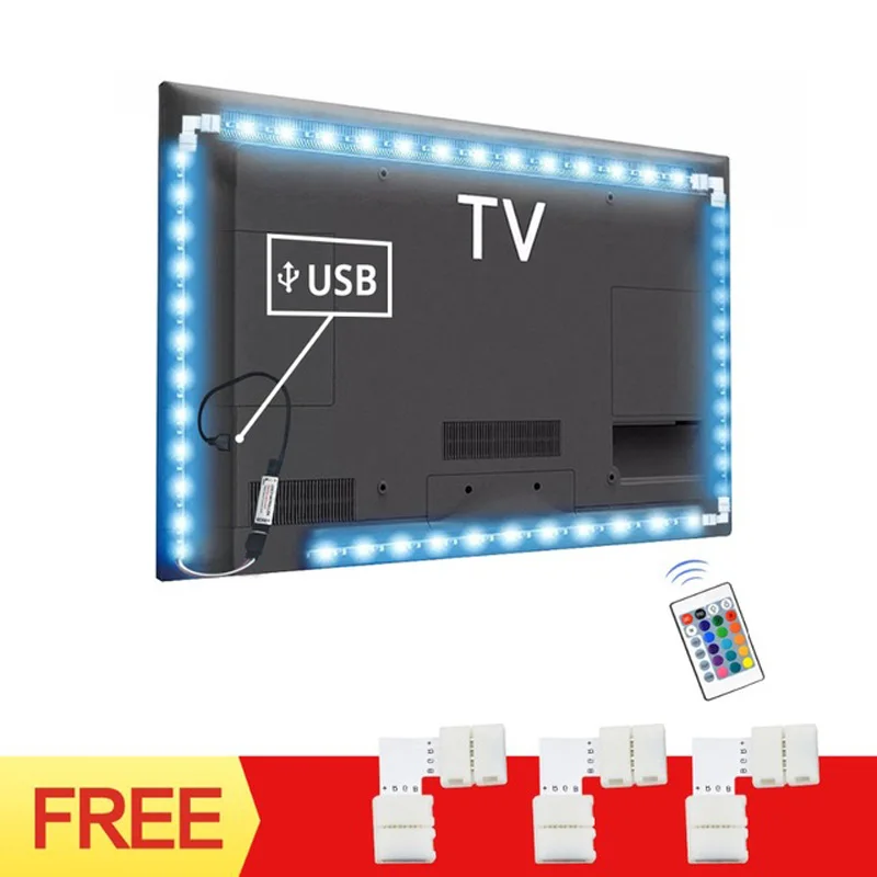 1 м/2 м/3M DC 5 В USB светодиодный ТВ ПОДСВЕТКА без водонепроницаемости 5050SMD Ambilight RGB Светодиодная лента ТВ фоновое освещение DIY светодиодный Диод