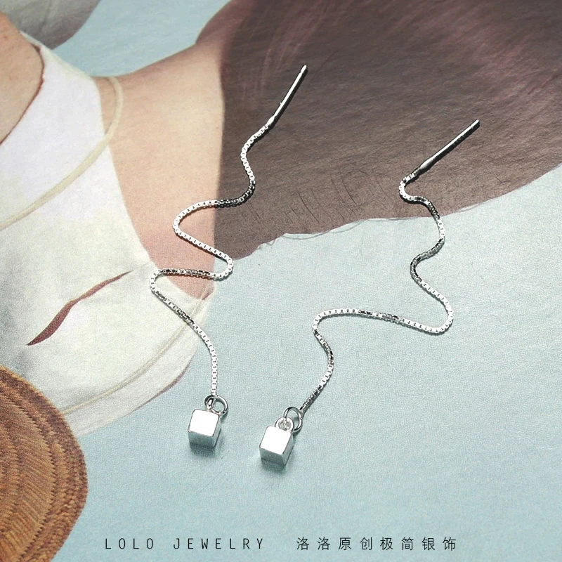 Женские длинные серьги кубики из серебра 925 пробы|earrings for|dropping earrings for womendrop |