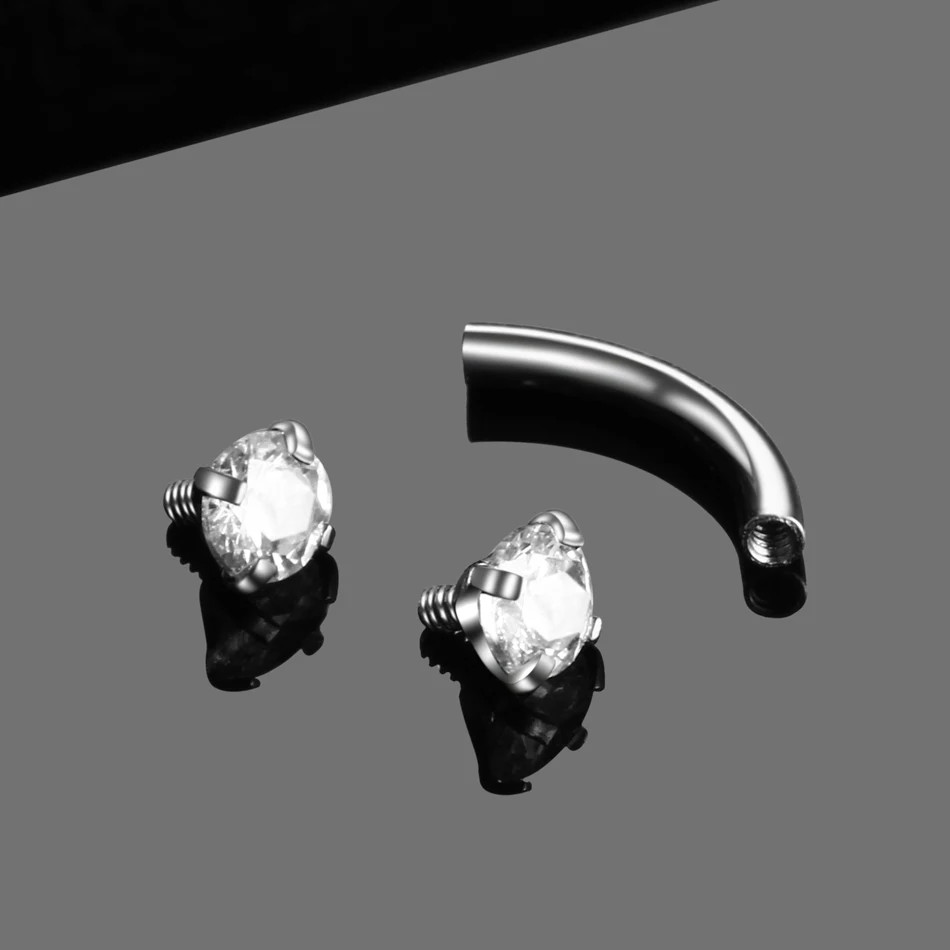 Piercing Jewelry Body Piercing Earrings Ear Piercing Jewelry Metal Jewelry Body Piercing Jewelry Body Jewelry 1PC Steel Crystal Gem Eyebrow Ring Tragus Helix Rook Earring Piercings Curved Banana Piercing Bijoux Lip Helix Rings 16G