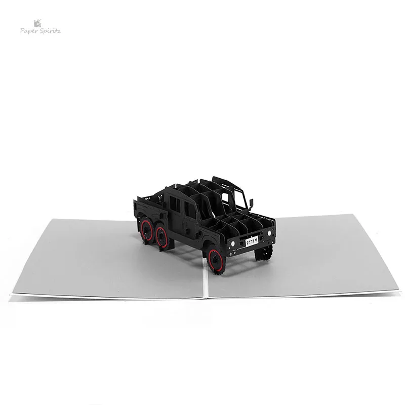  PAPER SPIRITZ laser 3D SUV car pop up paper card with envelope blank invitations greeting cards gif - 32888121107