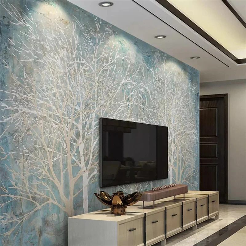 بسيطة وأنيقة الأزرق الغابات الشمال نمط حائط الخلفية