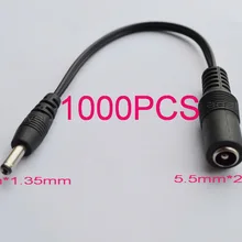 1000 шт. высокое качество все медные Абсолютно Новые DC кабель Разъем питания Женский 5,5*2,1 мм штекер 3,5 мм* 1,35 мм