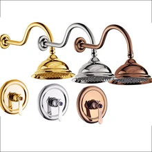 Luxury Wall Mounted Bathroom 8 Brass Rain Shower Head Shower Faucet Taps Single Handle Hot and