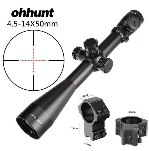 Ohhunt 4,5-14X50 охотничий прицел для винтовки Mil освещенный точечный элемент наивысшего качества тактический оптический прицел - Цвет: with Pictinny Rings