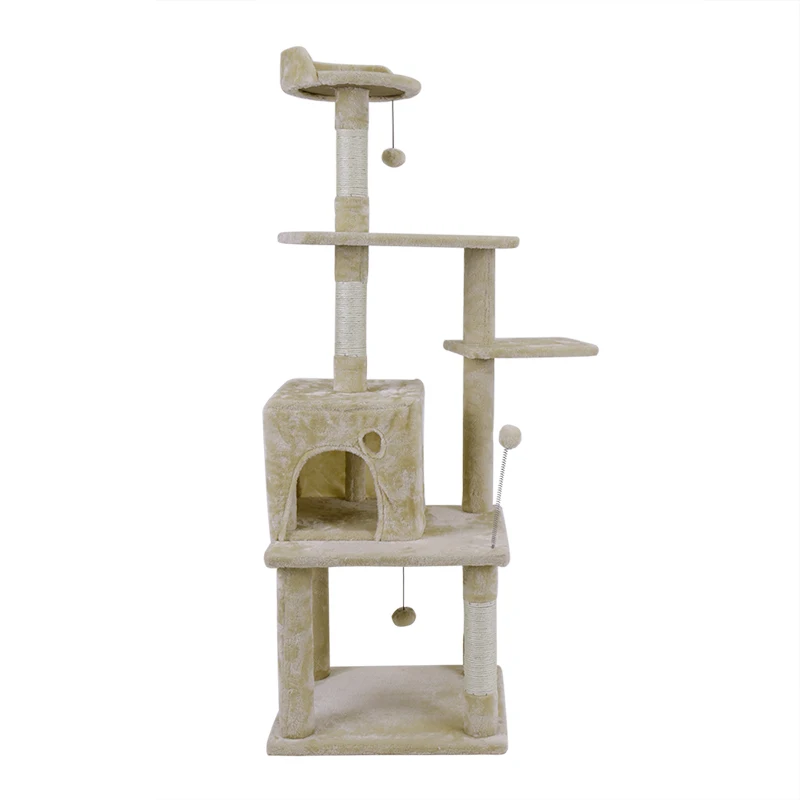 Домашняя кошка игрушка Когтеточка дерево скалолазание кошка прыгающая игрушка с лестницей скалолазание рама кошка Мебель когтеточка - Цвет: AWJ0419Beige