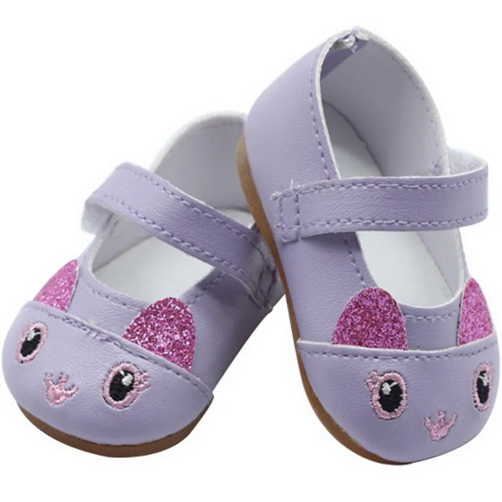 18 дюймов американская кукольная обувь мини-игрушка обувь для 43 см милый ребенок кукла туфли кукольные аксессуары - Цвет: Фиолетовый