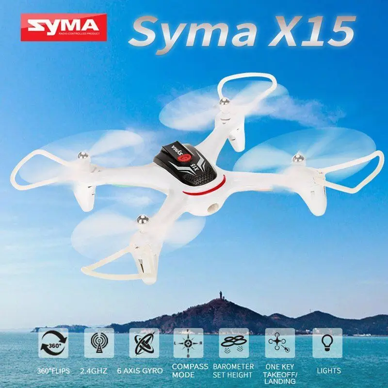 SYMA X15 RC Quadcopter RTF 4CH 6-axis Gyro Altitude Hold One Key to Take off  3D Rollover 2.4GHz Wireless Remote Control Drone