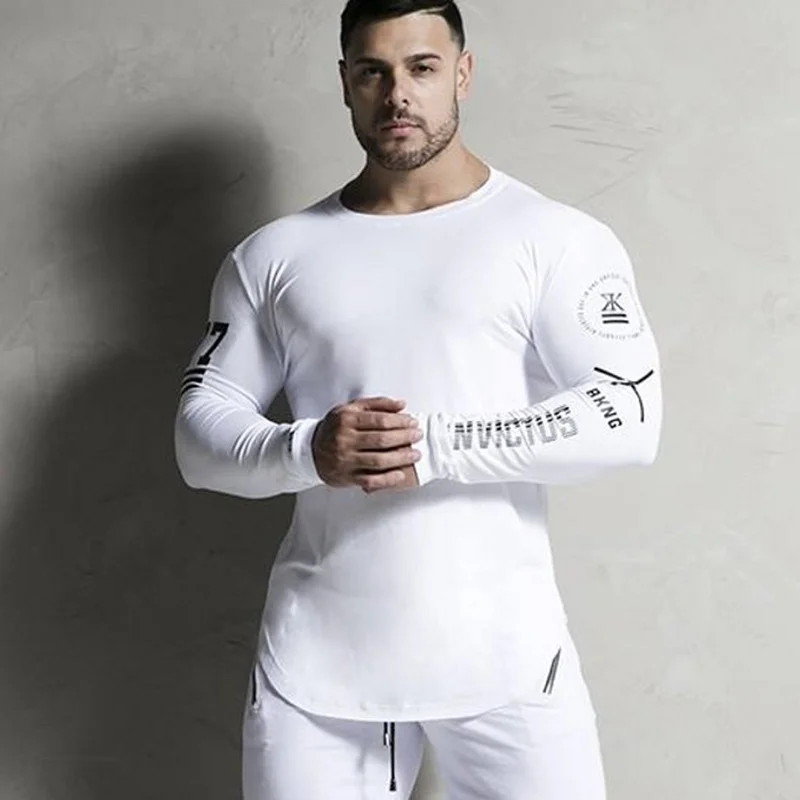 الرجال كمال الاجسام طويل كم t قميص رجل عارضة الأزياء طباعة ضئيلة تي شيرت الذكور الجمنازيوم اللياقة البدنية تجريب تيز قمم عداء ببطء الملابس الرجال كمال الاجسام طويل كم t قميص رجل عارضة الأزياء طباعة ضئيلة تي شيرت الذكور الجمنازيوم اللياقة البدنية تجريب تيز قمم عداء ببطء الملابس