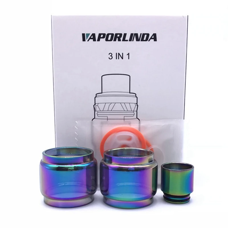 

For TFV12 Prince 5/8ml Extended Replacement Bulb Glass + Rainbow Drip Tip DIY Atomizer 3 in 1 Kit