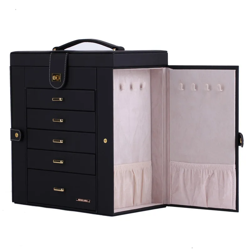 Extra Large Black Jewelry Box Mirrored Jewellery Cabinet ...