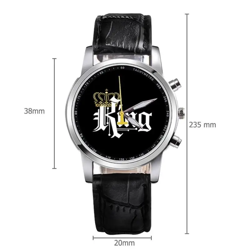 New King Queen Leather Watches Women Lovers Quartz Watch Men Brand Luxury Wristwatch Female Male Quartz Lover`s Watches