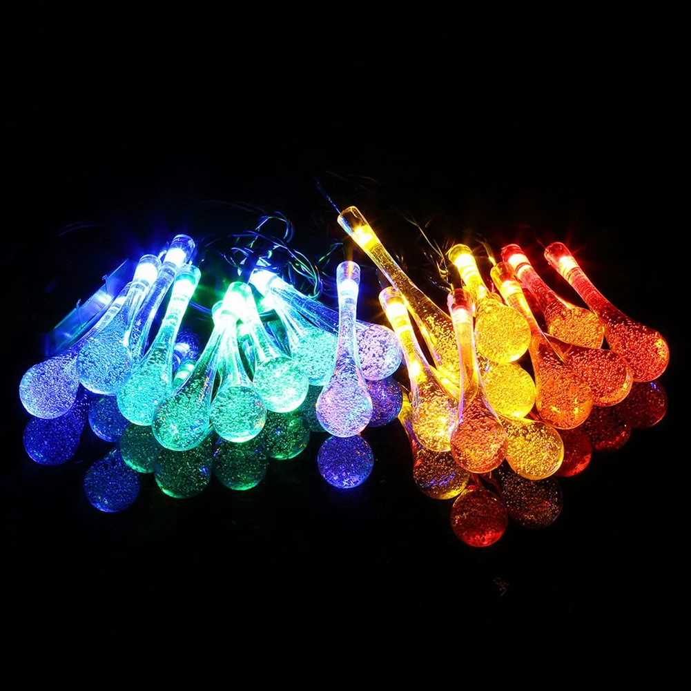 Water Drop Fairy Lamp 20 LED Solar String Light Christmas Garden Party Decor (1)