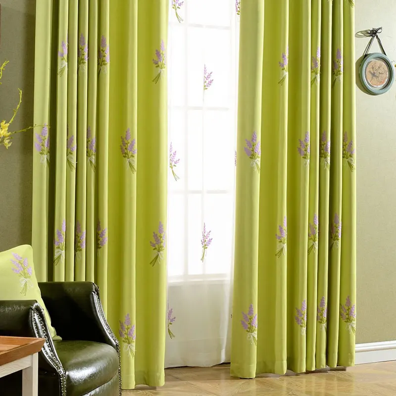 Buy Pastoral Lavender Embroidered Curtains for Living