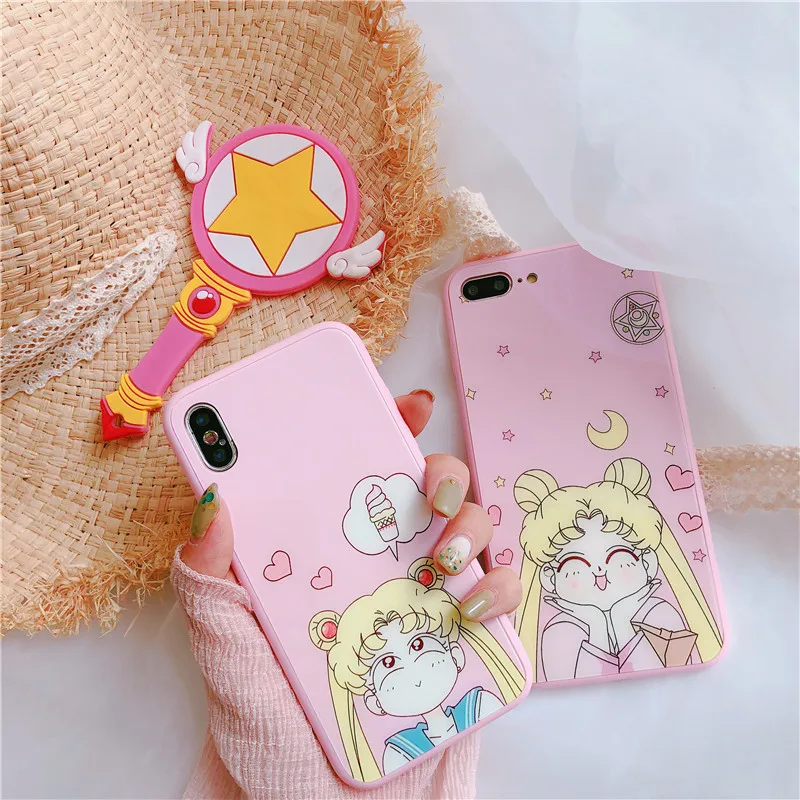 Japan Pink Kawaii Sailor Moon Anime Phone Case For iPhone
