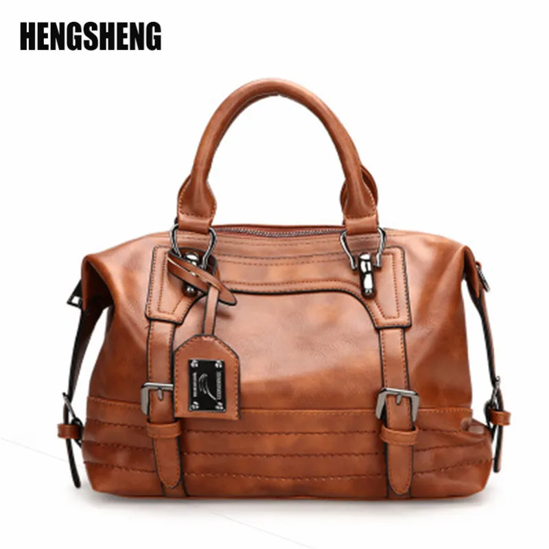 

HENGSHENG 2019 Women shoulder bag retro leather handbag fashion Casual Messenger Bag women elegant shoulder bags ZF9525