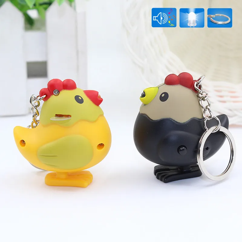 

Cute LED Keychain with Sound Light Flashlight The hen Chicken Key rings cartoon Car Key Ring Gift,Children gift toys,bag pendant