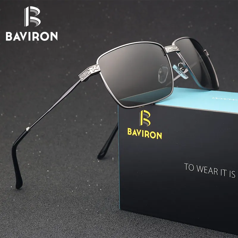 

BAVIRON Retro Square UV400 Polarized Coating Sunglasses Men Polaroid Driving Glasses Vintage Black Lenses Eyewear Oculos Gafas