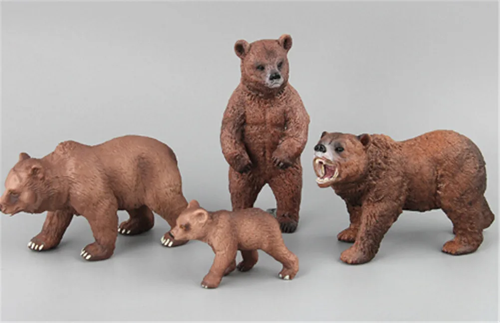 ПВХ животный мир Аляска гризли коричневый белый медведь статическая модель пластиковые фигурки развивающие игрушки подарки для детей