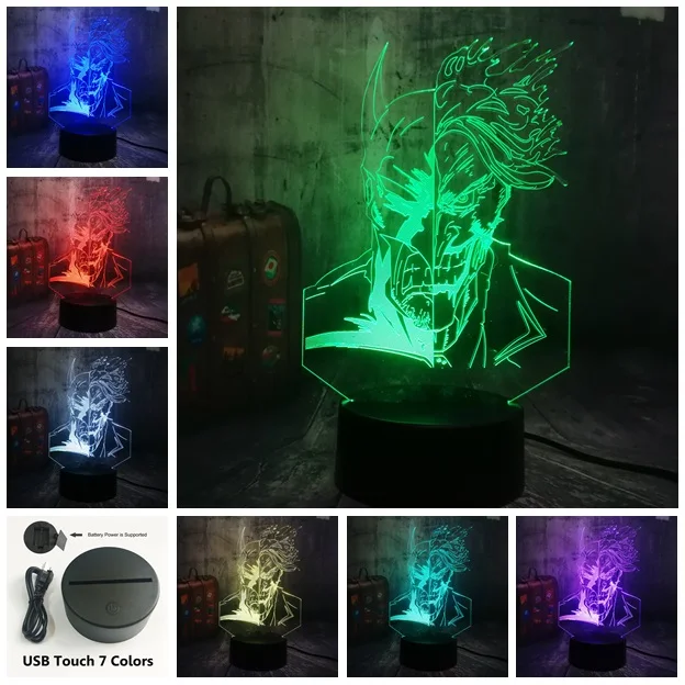 Touch One 7 Color Лига Справедливости два лица Бэтмен клоун Джокер DC Hero 3D RGB светодиодный ночной Светильник USB настольные вечерние лампы домашний декор Детская игрушка Рождественский подарок - Испускаемый цвет: Touch One 7 Color