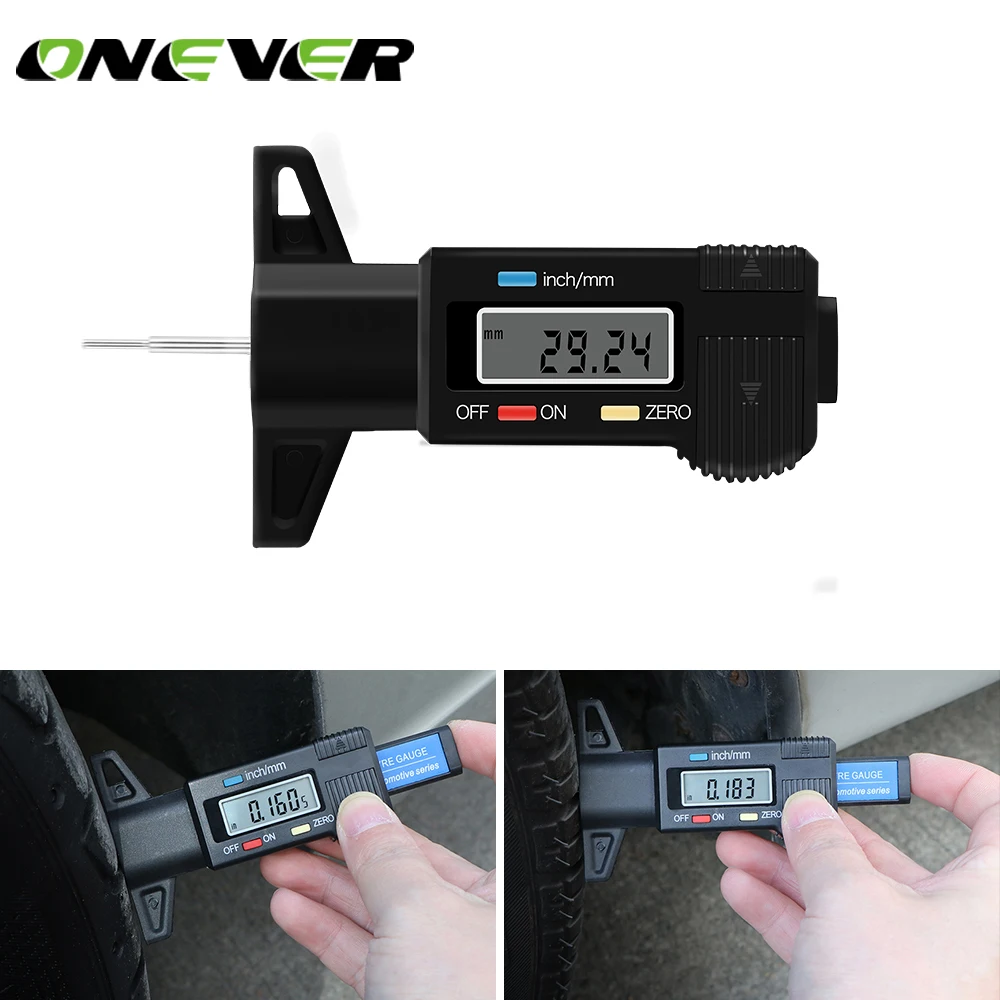 Onever Digital LCD Tire Tread Depth Tester Gauge Tire Tread Depth Probe High Quality Measurer